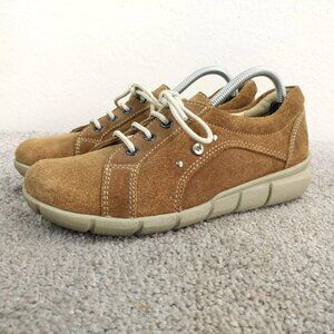 Wolky Walking Shoes Womens 38 EU Comfort Sneakers Brown Suede Lace Up